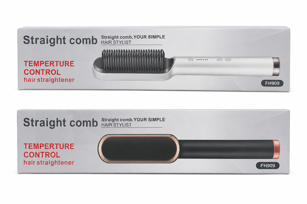 FH909 Hair Straightening Comb – Temperature Control Hair Straightener Brush