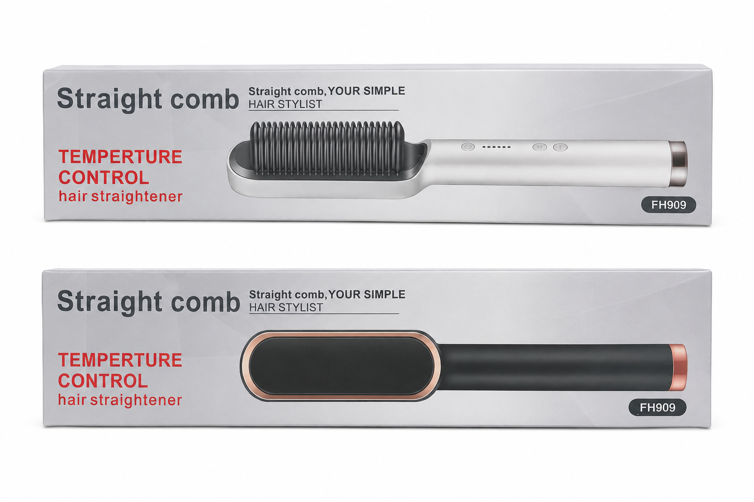 FH909 Hair Straightening Comb – Temperature Control Hair Straightener Brush