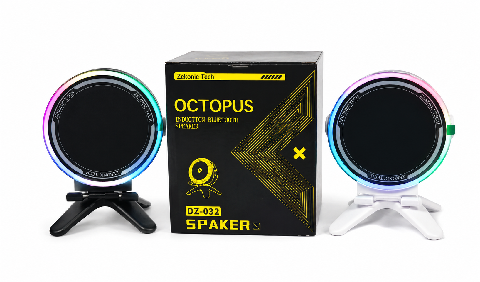 OCTOPUS DZ-032 RGB Bluetooth Speaker with Phone Holder, Wireless Portable Desktop Speaker with LED Ambient Light