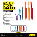Colorful 6 Pieces Kitchen Knives Set