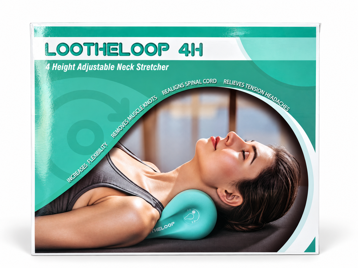 LOOTHELOOP 4H Height Adjustable Neck Stretcher – Blue, Cervical Traction (Premium PU)