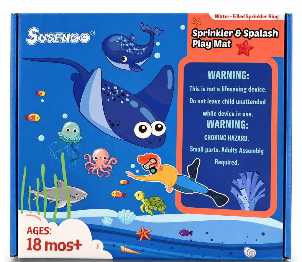 SUSENGO Sprinkler & Splash Play Mat – Stingray Design