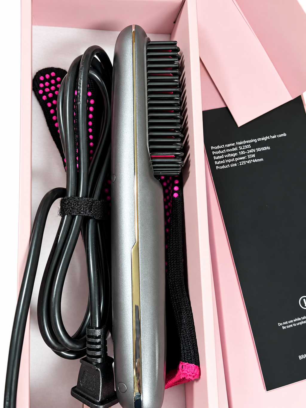 Househerb Hair Straightener Brush – Model SL2305, 35W (Dyson Grey)