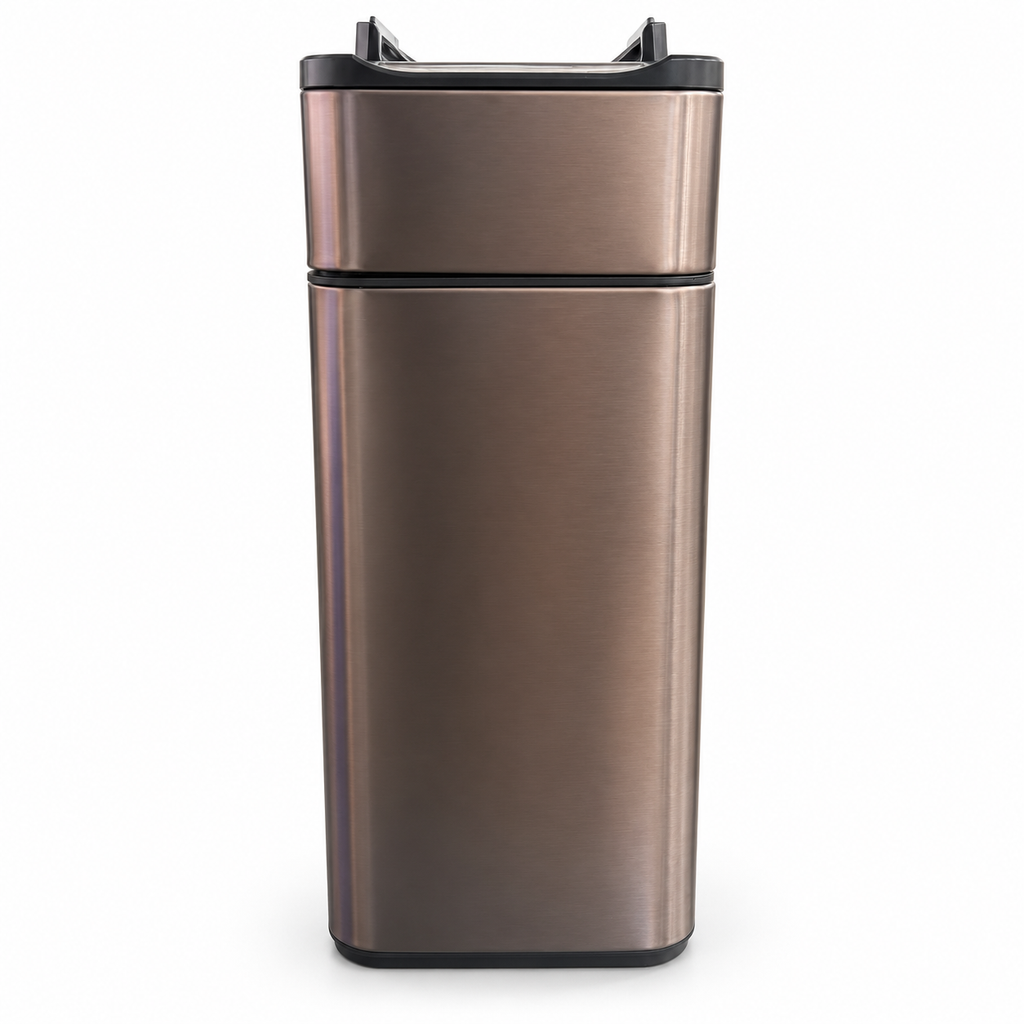 Zen Swipe Stainless Steel Sensor Trash Bin – 9L Charcoal Gray Wings-Open (Model 9809)