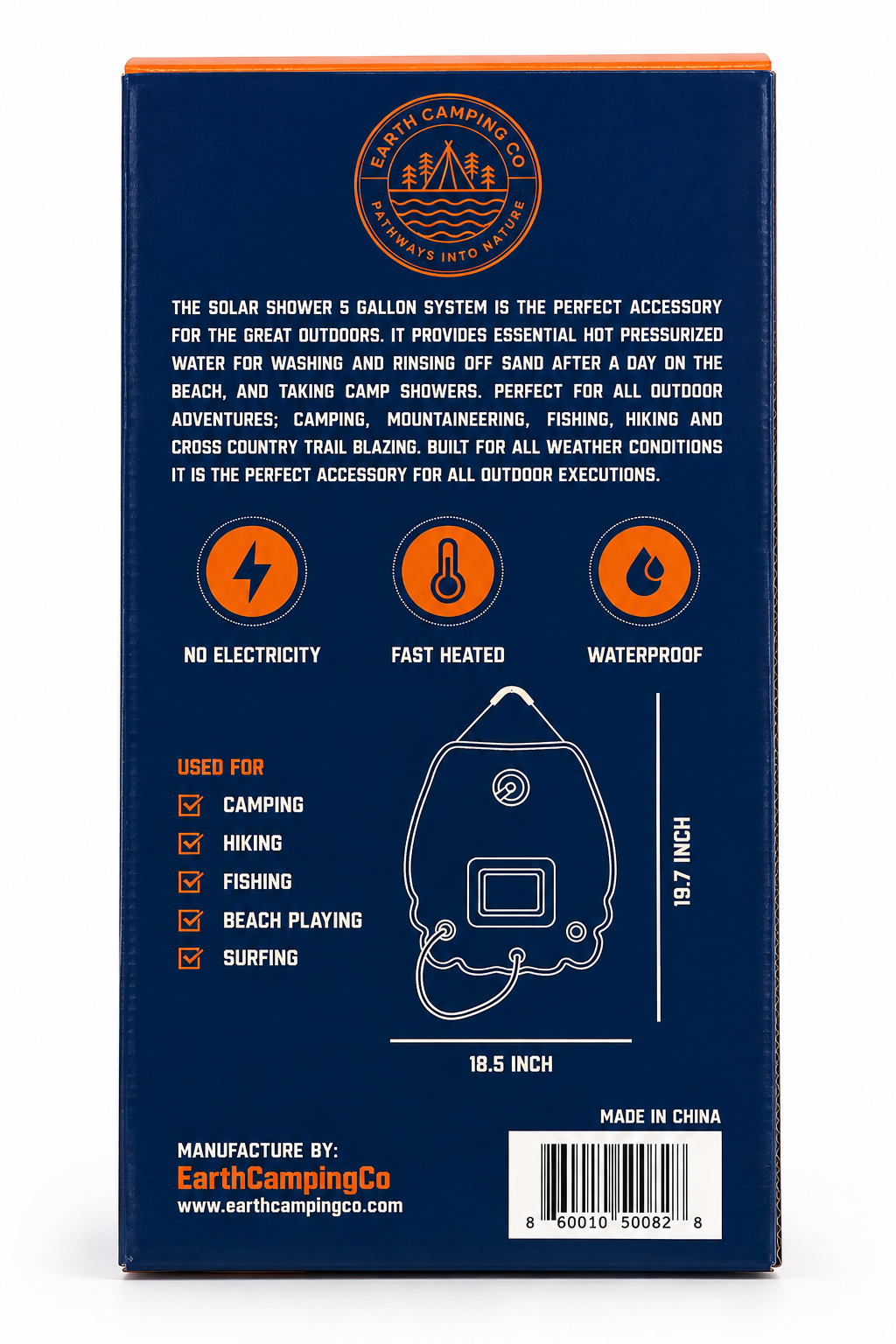 Earth Camping Solar Shower Bag 20L