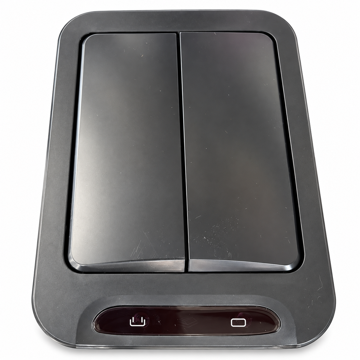 Zen Swipe Stainless Steel Sensor Trash Bin – 9L Charcoal Gray Wings-Open (Model 9809)