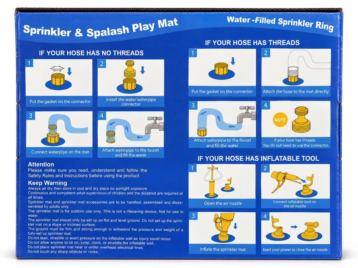 SUSENGO Sprinkler & Splash Play Mat – Elephant Design, 1.8 x 1.36 m