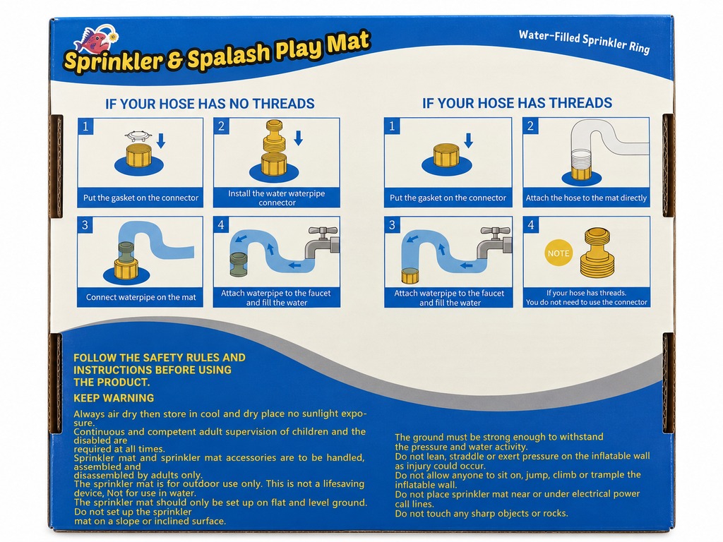 SUSENGO Sprinkler & Splash Play Mat – Stingray Design
