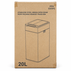 Zen Swipe Stainless Steel Sensor Trash Bin – 20L White Wings-Open (Model 9811)