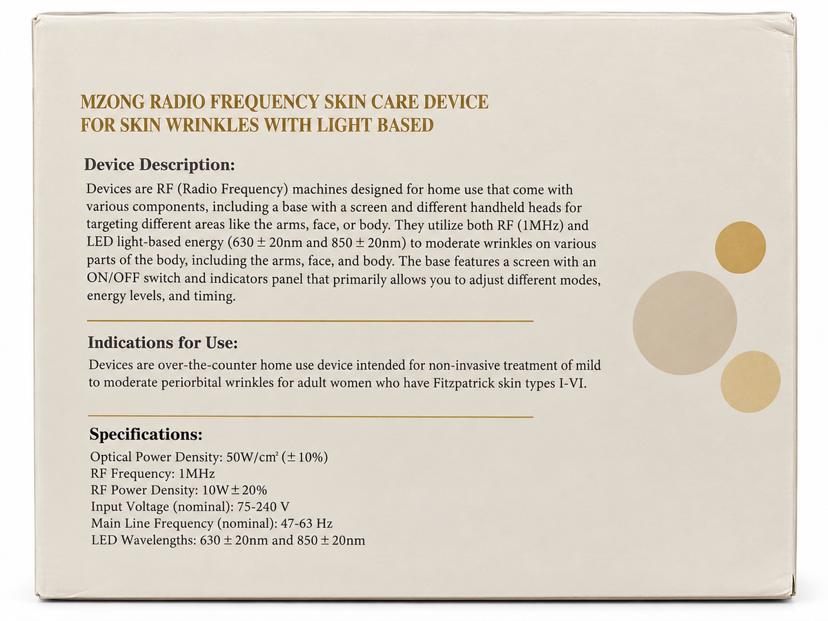 MZONG Radio Frequency Skin Care Device – 1MHz RF + LED Light (630/850nm) for Wrinkles