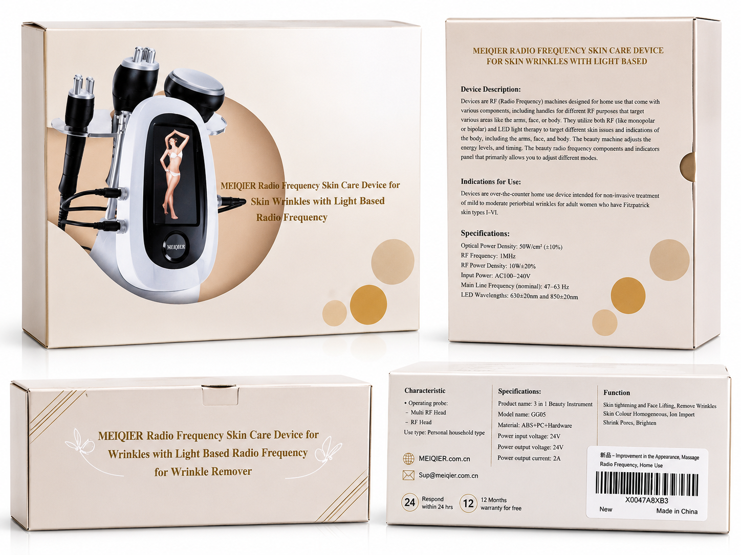 (OPEN BOX )MEIQIER 3-in-1 RF Skin Care Device – Radio Frequency Skin Tightening, Wrinkle Reduction & Facial Rejuvenation System