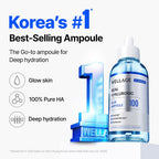 WELLAGE Real Hyaluronic Blue Ampoule 100, Korean Hydrating Serum for Face, Fragrance Free Hyaluronic Acid Deep Moisturizing Serum with Panthenol, PDRN for Sensitive Dry Skin Moisturizer, 2.54 Fl Oz_R