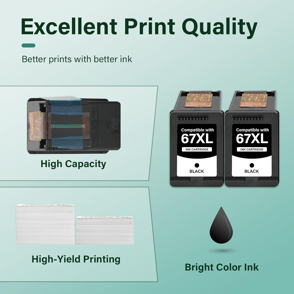 COOLTONER 67XL 67 XL 6055e 2800e Black Ink Cartridges for HP Printer 2755e 2855e 6000