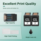 COOLTONER 67XL 67 XL 6055e 2800e Black Ink Cartridges for HP Printer 2755e 2855e 6000