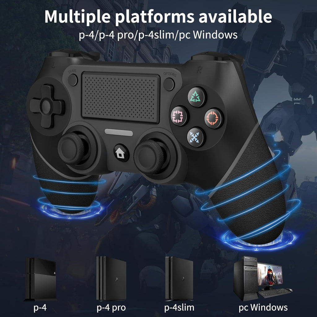 Wireless Controller Compatible with PS4/Pro/Slim, Black ps4 controller with Dual Vibration, 1000mAh Battery, 6-Axis Motion Sensor, Built-in Speaker & 3.5mm Headphone Jack, Charging Cable (black)