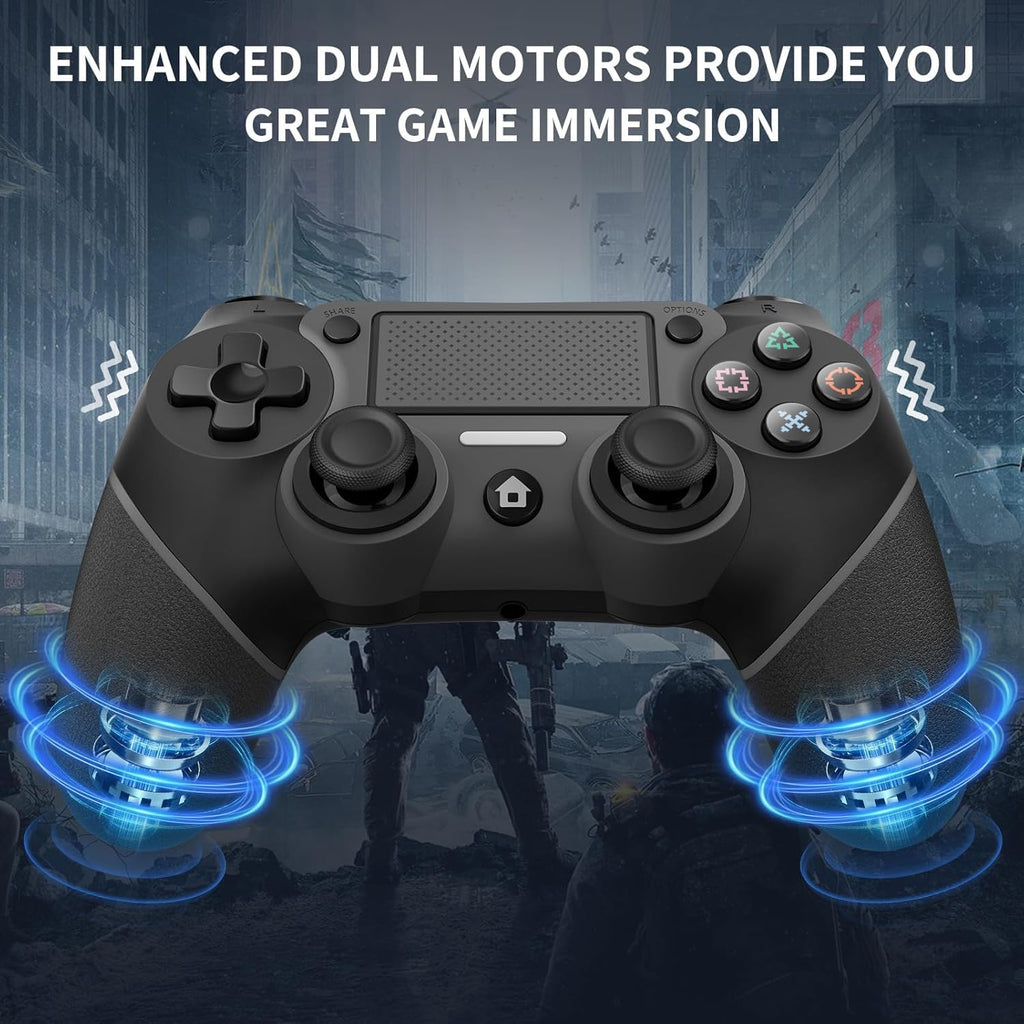 Wireless Controller Compatible with PS4/Pro/Slim, Black ps4 controller with Dual Vibration, 1000mAh Battery, 6-Axis Motion Sensor, Built-in Speaker & 3.5mm Headphone Jack, Charging Cable (black)
