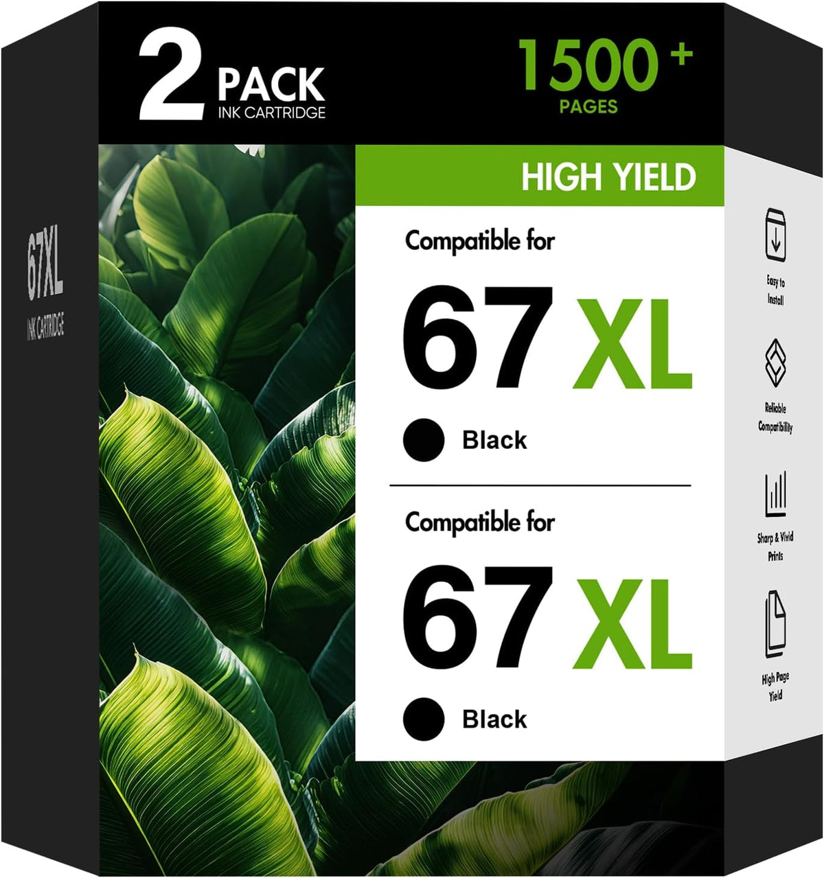 COOLTONER 67XL 67 XL 6055e 2800e Black Ink Cartridges for HP Printer 2755e 2855e 6000