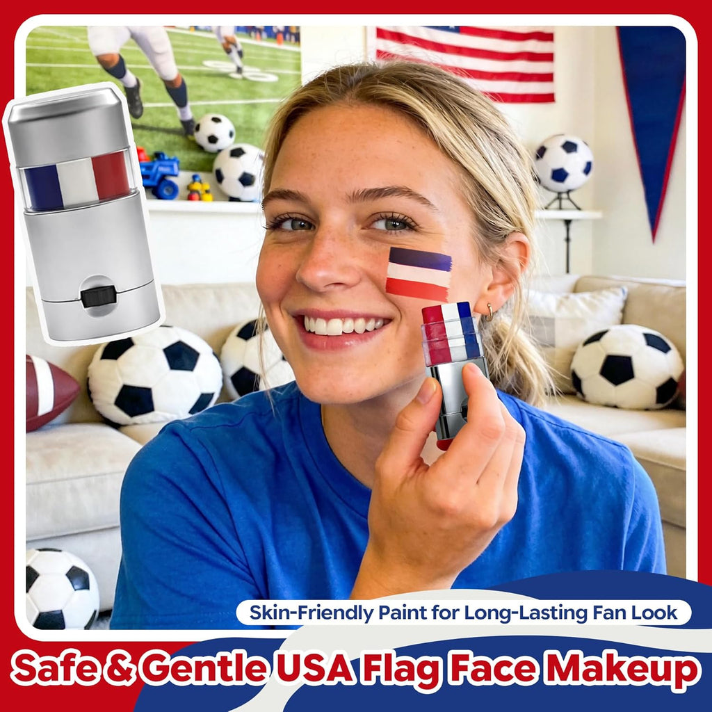USA Soccer Fan Kit for 2026 World Cup, 12-in-1 Complete Set with Flag Headband, Retractable Horn, Face Paint, Cheering Sticks, Scarf & Large American Flag – Patriotic Gear for Watch Parties