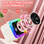 Kids Karaoke Machine  Bluetooth Speaker with 2 Wireless Mics, LED Lights Voice