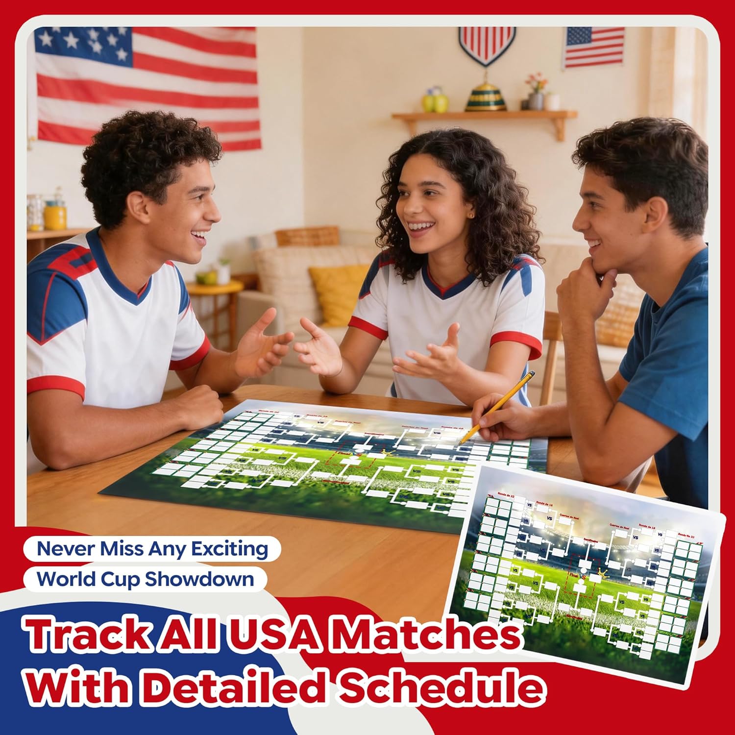 USA Soccer Fan Kit for 2026 World Cup, 12-in-1 Complete Set with Flag Headband, Retractable Horn, Face Paint, Cheering Sticks, Scarf & Large American Flag – Patriotic Gear for Watch Parties