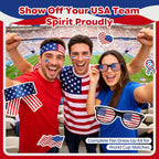 USA Soccer Fan Kit for 2026 World Cup, 12-in-1 Complete Set with Flag Headband, Retractable Horn, Face Paint, Cheering Sticks, Scarf & Large American Flag – Patriotic Gear for Watch Parties