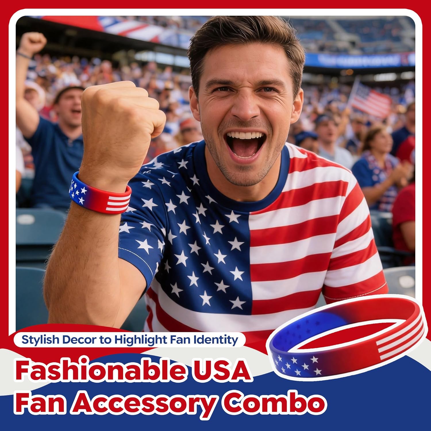 USA Soccer Fan Kit for 2026 World Cup, 12-in-1 Complete Set with Flag Headband, Retractable Horn, Face Paint, Cheering Sticks, Scarf & Large American Flag – Patriotic Gear for Watch Parties