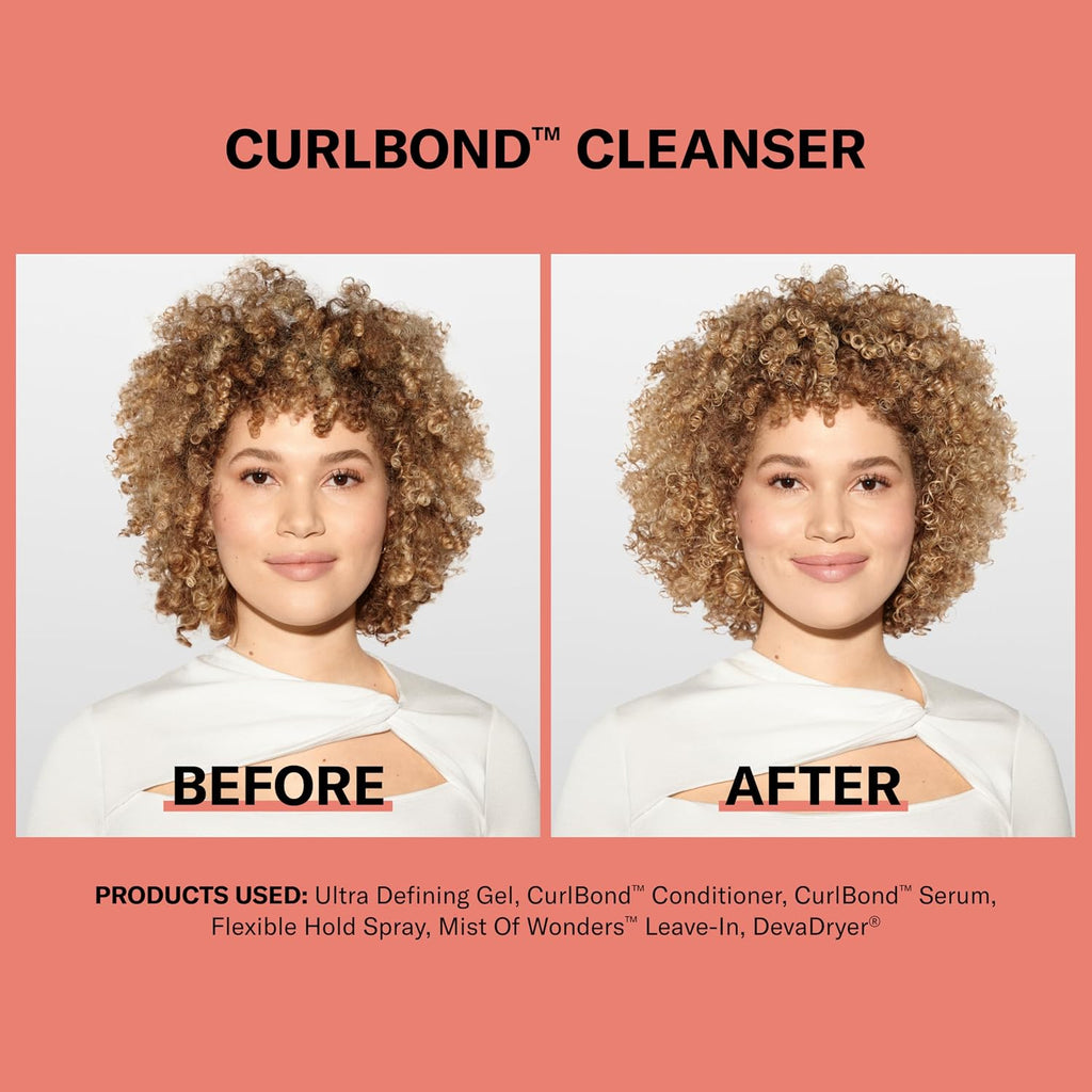 DevaCurl CurlBond Re-Coiling Mild Lather Cleanser | Reduces Frizz For Up to 48 Hours | Preserves Color Up to 30 Washes | Seals Split Ends