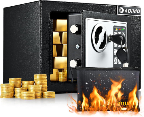BGX-M/D-20 Safe Box, Small Safe for College Dorm Room with Fireproof Waterproof Money Bag for Cash or Document, Keys &Pass Code, Home Money Box with Kits, 0.23 CuFt Hidden Lockbox for Home Office Hotel