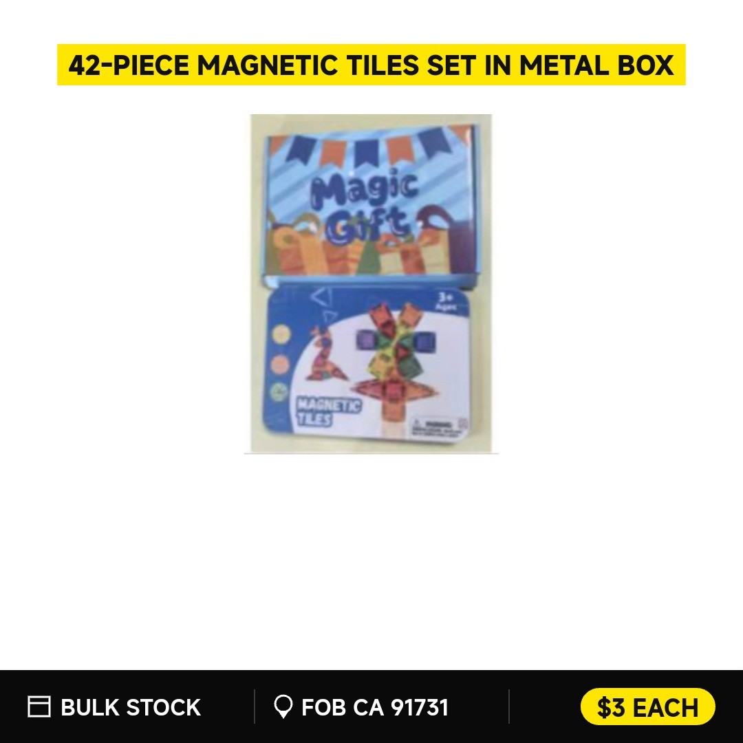 42‑Piece Magnetic Tiles Set in Metal Box