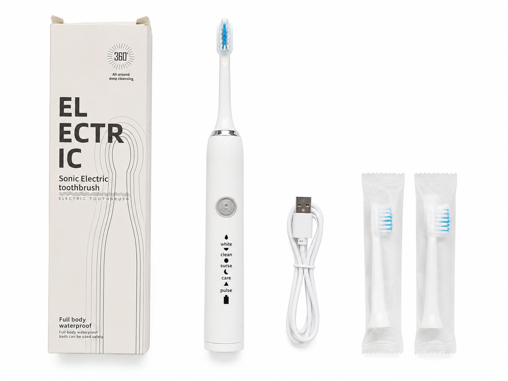 Electric Sonic Toothbrush – Rechargeable Waterproof Toothbrush with 4 Cleaning Modes