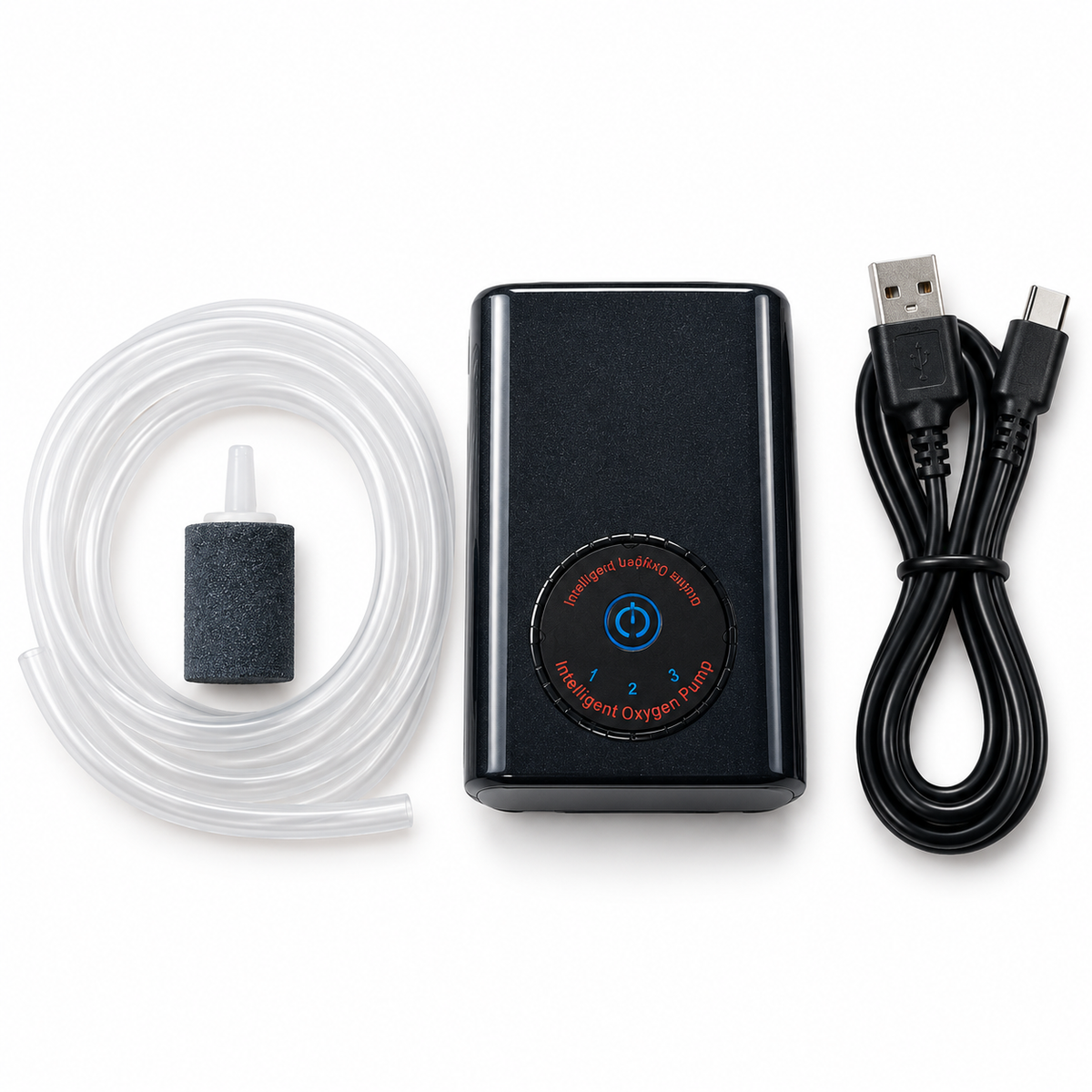Fish Tank Air Pump – USB Rechargeable Intelligent Oxygen Pump with Air Stone & Tube