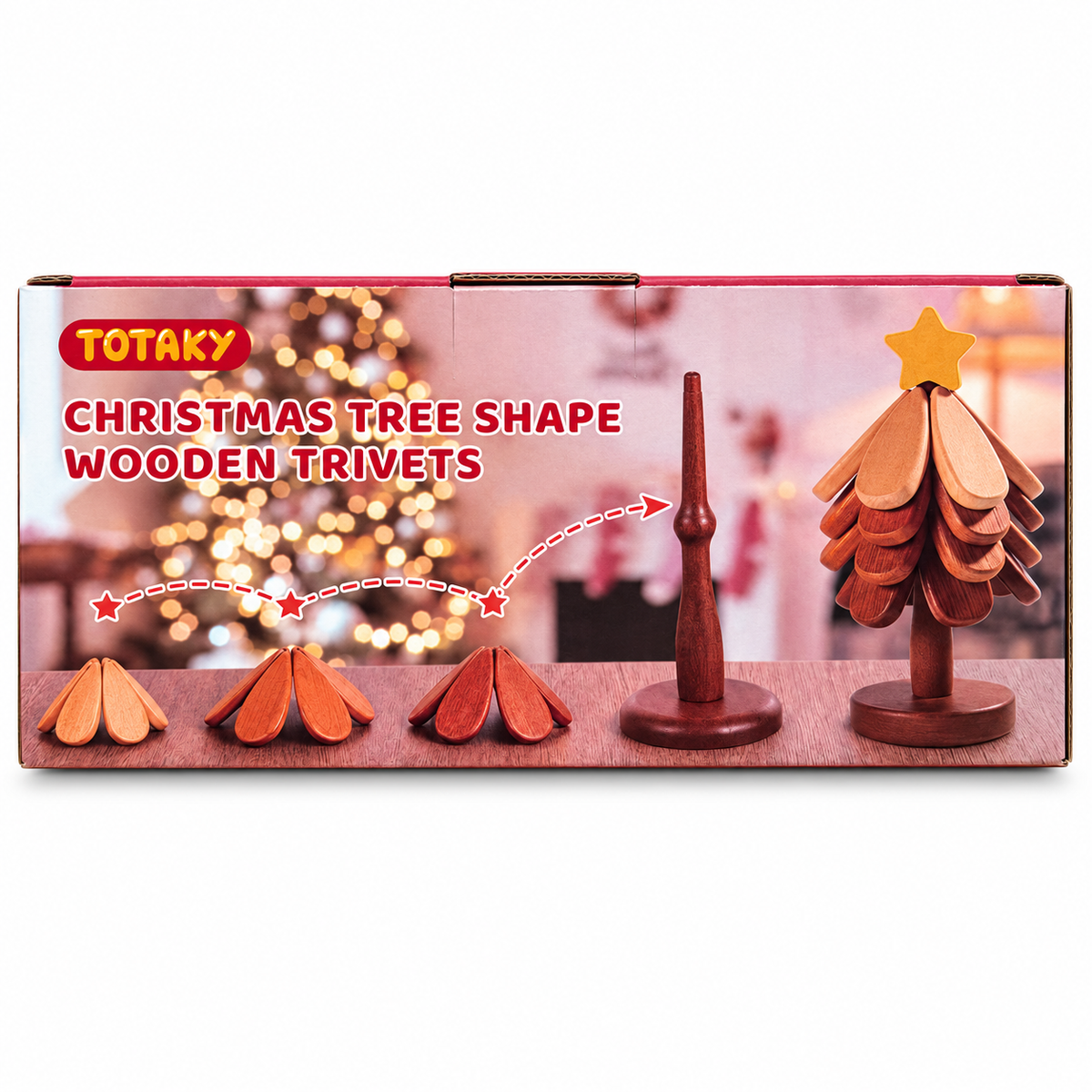 TOTAKY Christmas Tree Shape Wooden Trivets – 30 Pcs per Box