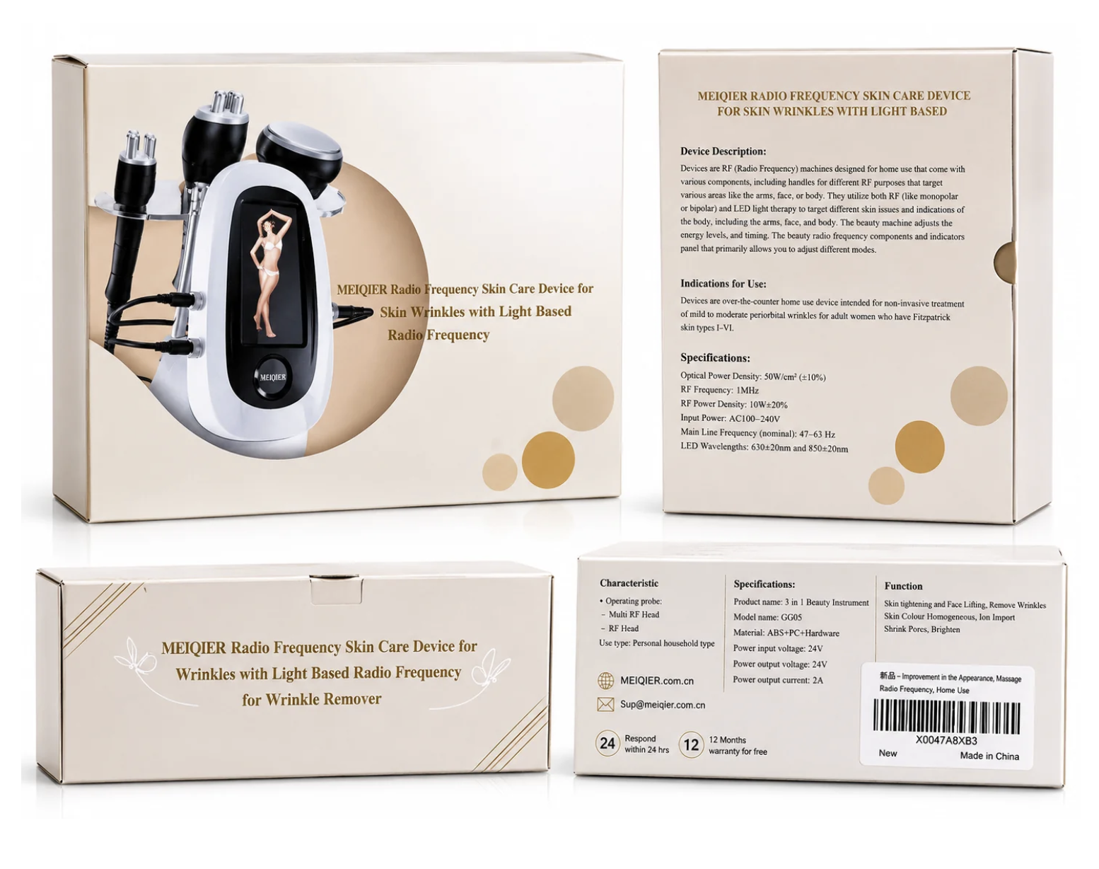 OPEN BOX. MEIQIER 3-in-1 RF Skin Care Device – Radio Frequency Skin Tightening, Wrinkle Reduction & Facial Rejuvenation System