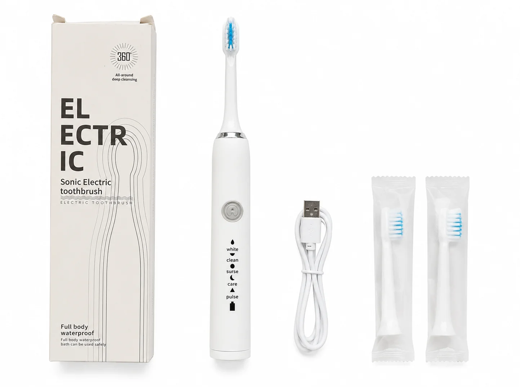 Electric Sonic Toothbrush – Rechargeable Waterproof Toothbrush with 4 Cleaning Modes