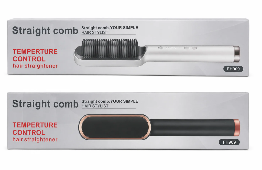 FH909 Hair Straightening Comb – Temperature Control Hair Straightener Brush