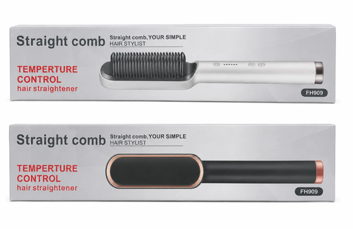 FH909 Hair Straightening Comb – Temperature Control Hair Straightener Brush
