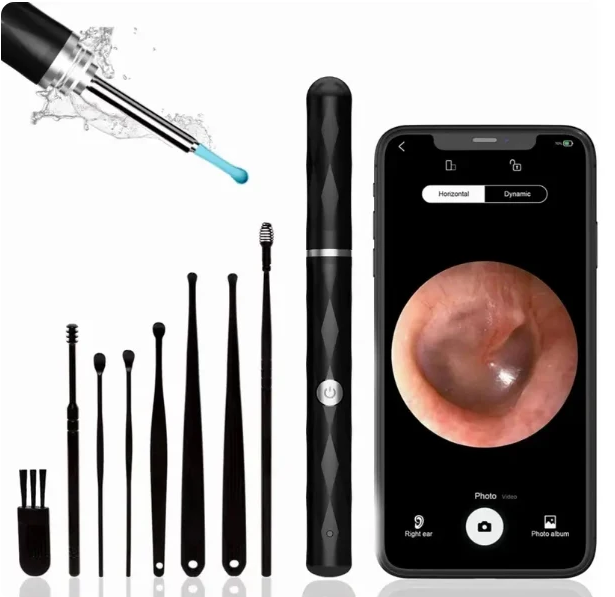 [FONENYCA] Ear Wax Removal Tool Kit with Light Camera, 6 Spoons & Flashlight Earpick - Ear Cleaner for iOS & Android