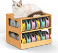 Stackable Bamboo Cat Food Can Organizer, Cat Canned Food Organizer Storage | 2-Tier Adjustable Stacking Can Dispensers, First-In & First-Out System, Holds Up to 36 Cans - for Pantry, Cabinet, Countertop