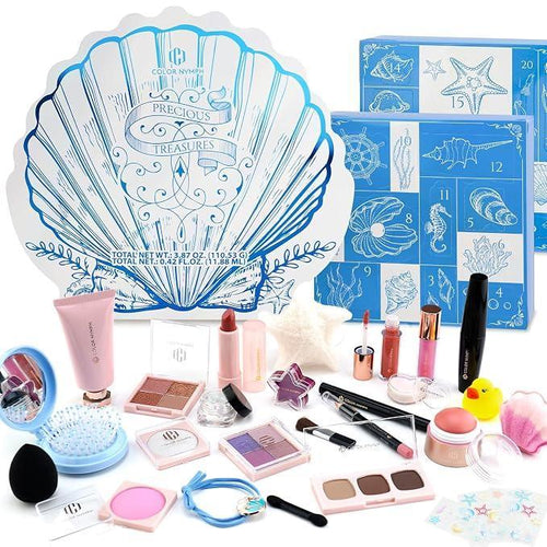 Color Nymph Girls Makeup Gift Set for Teens, Makeup Kit for Girl, Birthday Gift for Teen Girls, 24Pcs Birthday Advent Calendar, Mystery Makeup Box #Blue